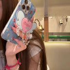 Cute Cartoon Wing Grip iPhone Case ¨C Blue Glitter Shockproof Phone Cover