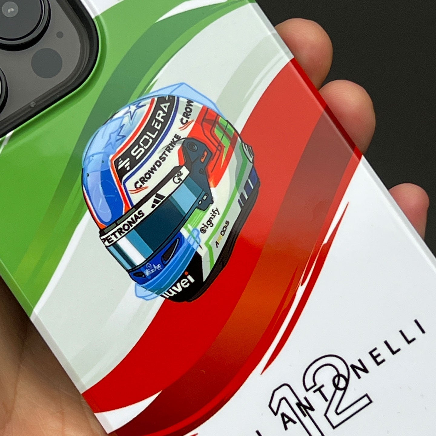 Andrea Kimi Antonelli 2025 Helmet Phone Case ?¡ìC Italian Tribute for iPhone (Mercedes Edition)