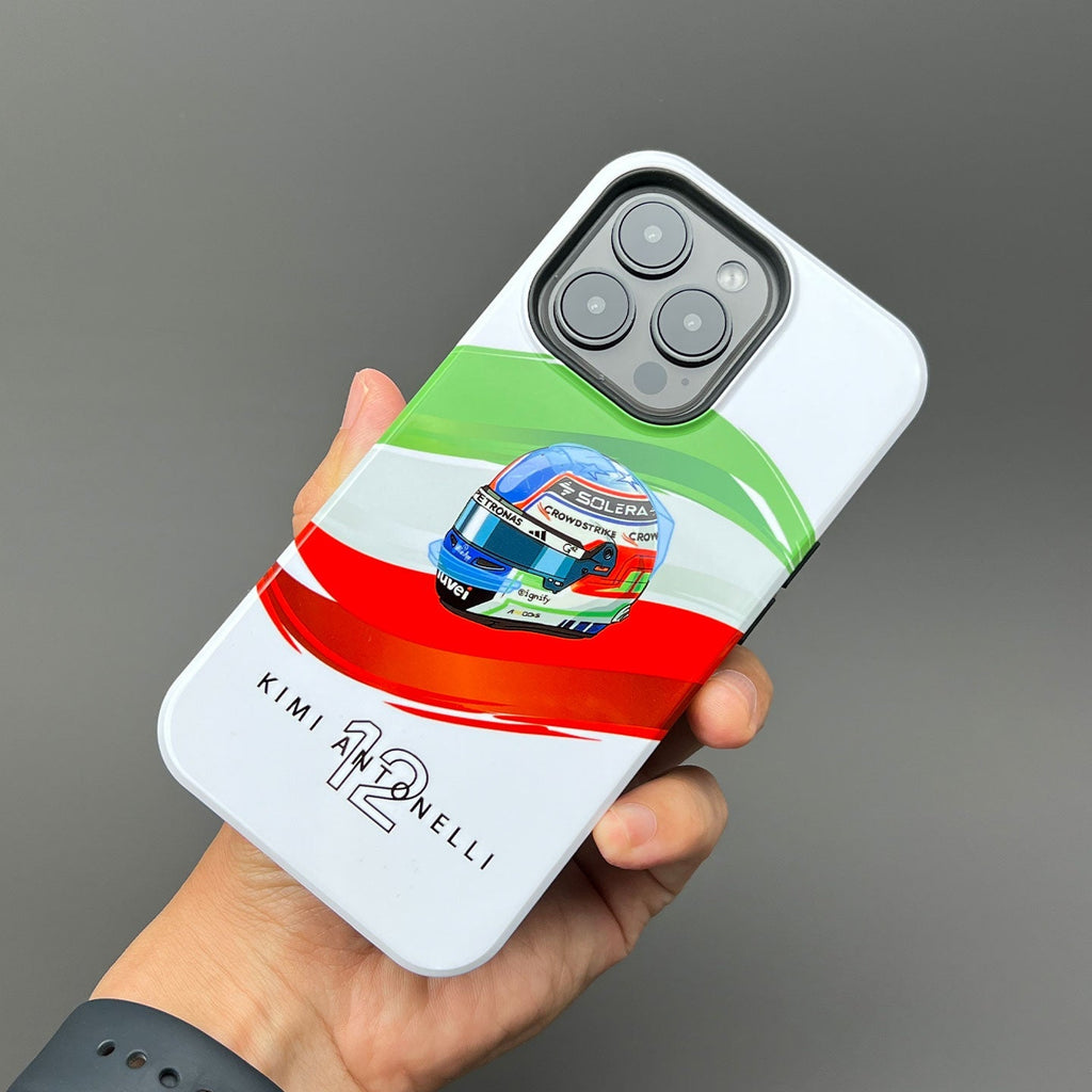 Andrea Kimi Antonelli 2025 Helmet Phone Case ?¡ìC Italian Tribute for iPhone (Mercedes Edition)