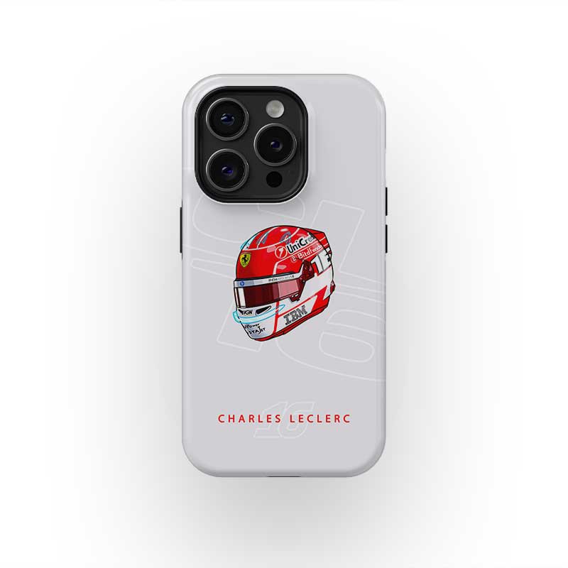 Charles Leclerc 2025 Helmet Phone Case ?¡ìC Official Ferrari Red & White Tribute for iPhone