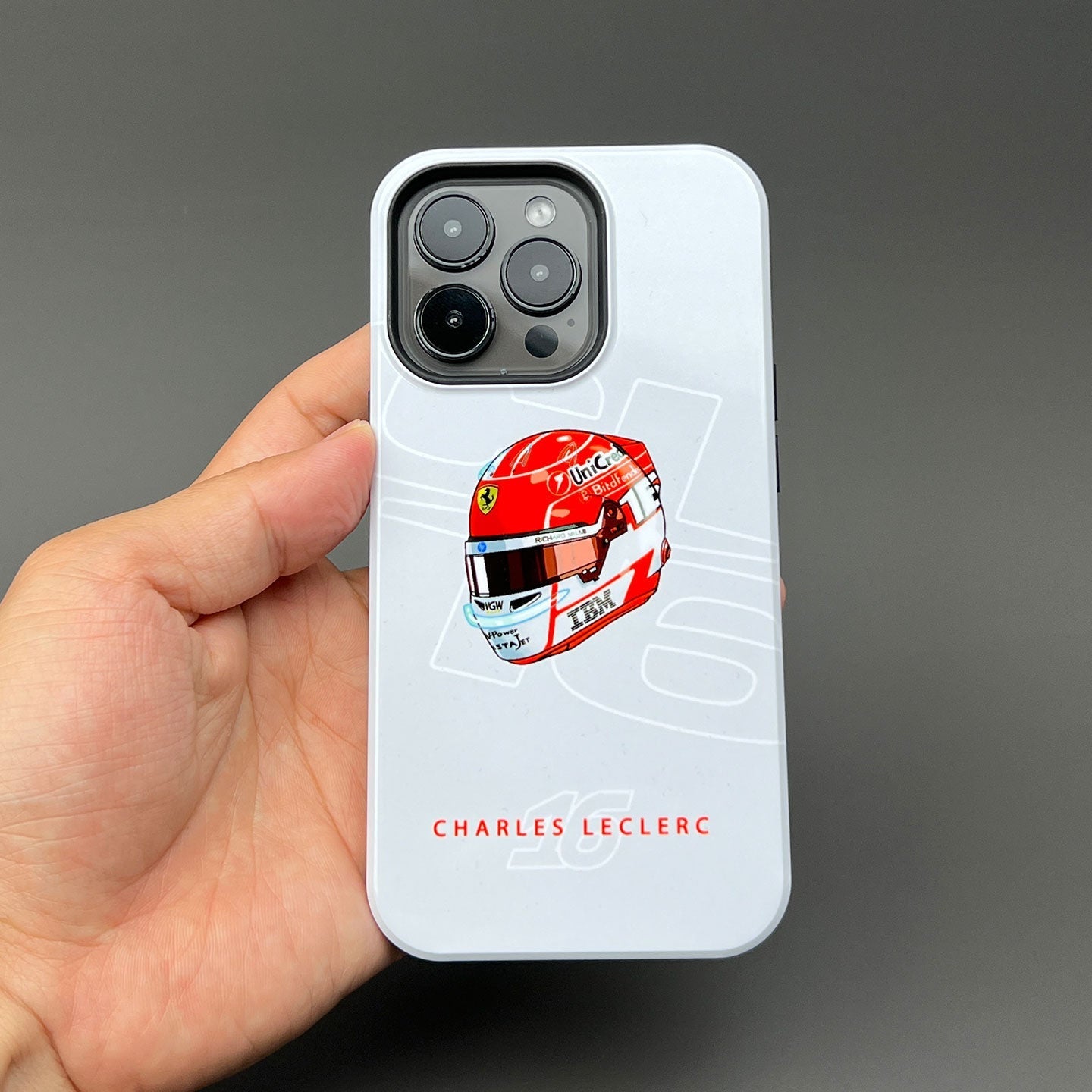 Charles Leclerc 2025 Helmet Phone Case ?¡ìC Official Ferrari Red & White Tribute for iPhone