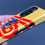 Carlos Sainz 2025 Helmet Tribute Phone Case ?¡ìC Red & Yellow 55 Design for iPhone