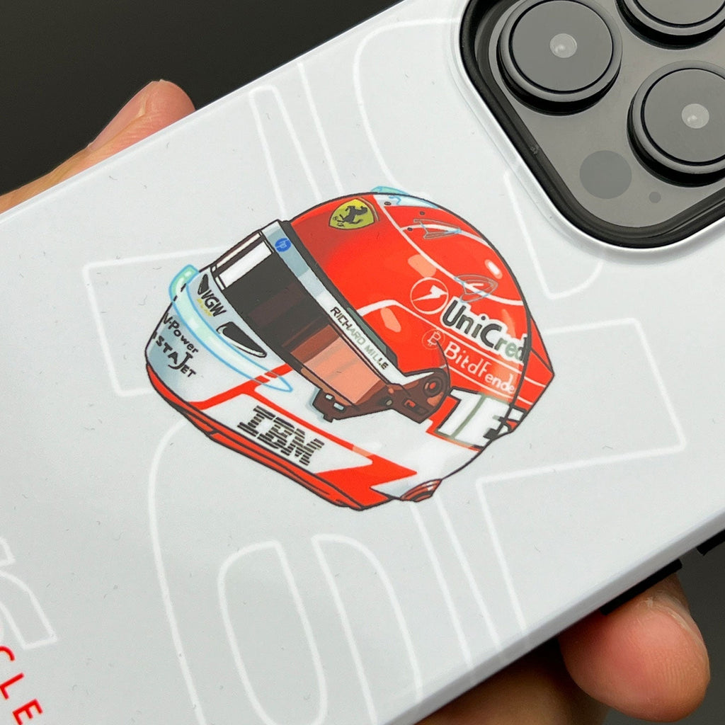 Charles Leclerc 2025 Helmet Phone Case ?¡ìC Official Ferrari Red & White Tribute for iPhone