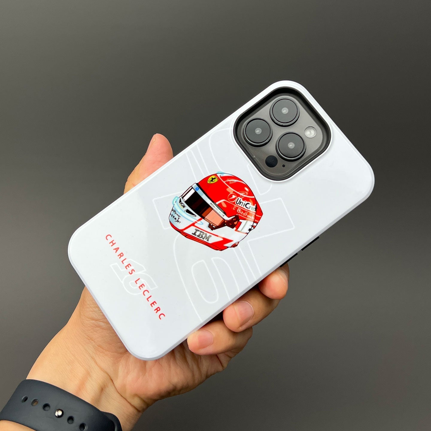 Charles Leclerc 2025 Helmet Phone Case ?¡ìC Official Ferrari Red & White Tribute for iPhone