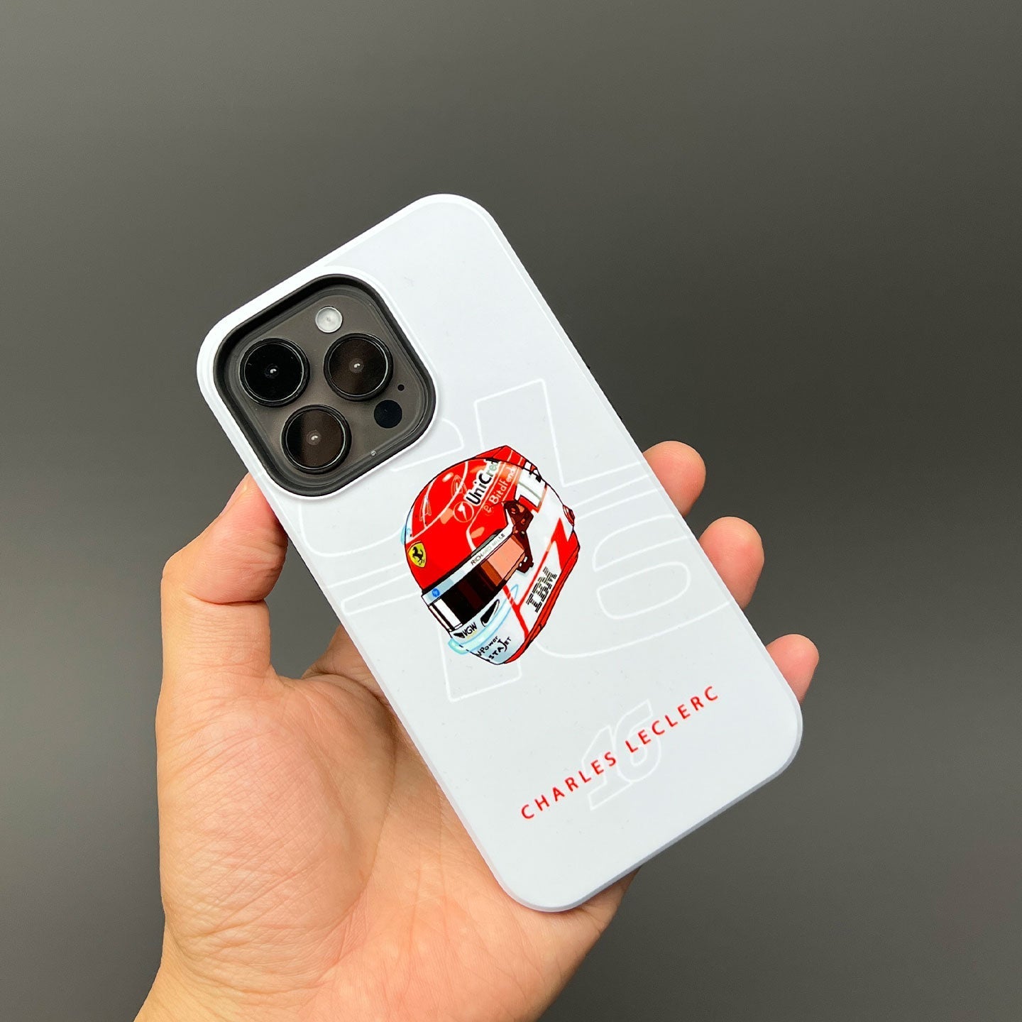 Charles Leclerc 2025 Helmet Phone Case ?¡ìC Official Ferrari Red & White Tribute for iPhone