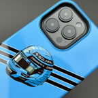 George Russell 2025 Helmet Phone Case ?¡ìC Light Blue Tribute for iPhone (Mercedes Edition)