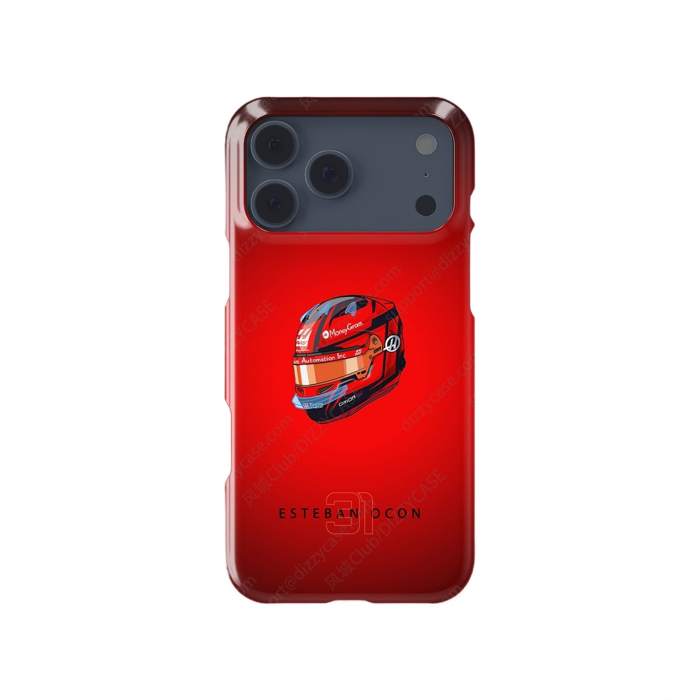 Esteban Ocon 2025 Helmet Phone Case ?¡ìC Bold Red Tribute for iPhone (Haas Edition)