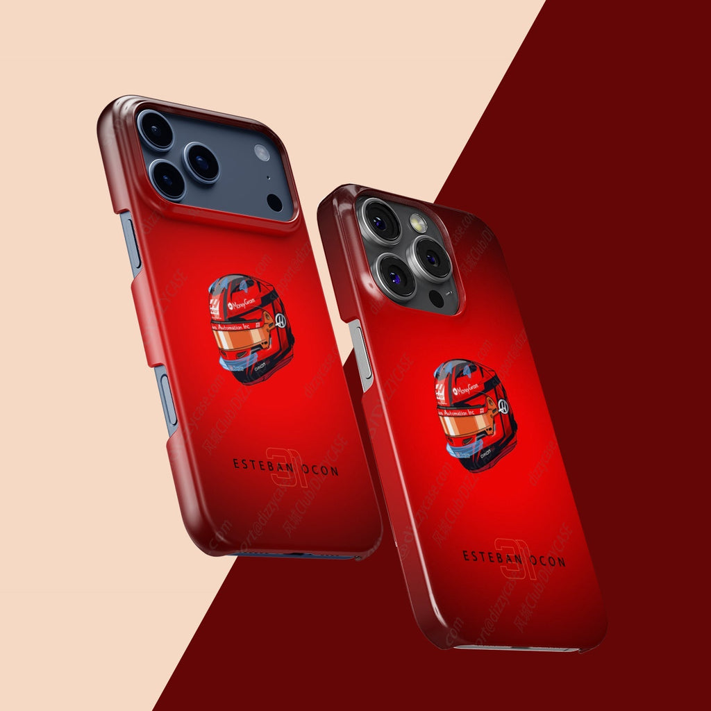 Esteban Ocon 2025 Helmet Phone Case ?¡ìC Bold Red Tribute for iPhone (Haas Edition)
