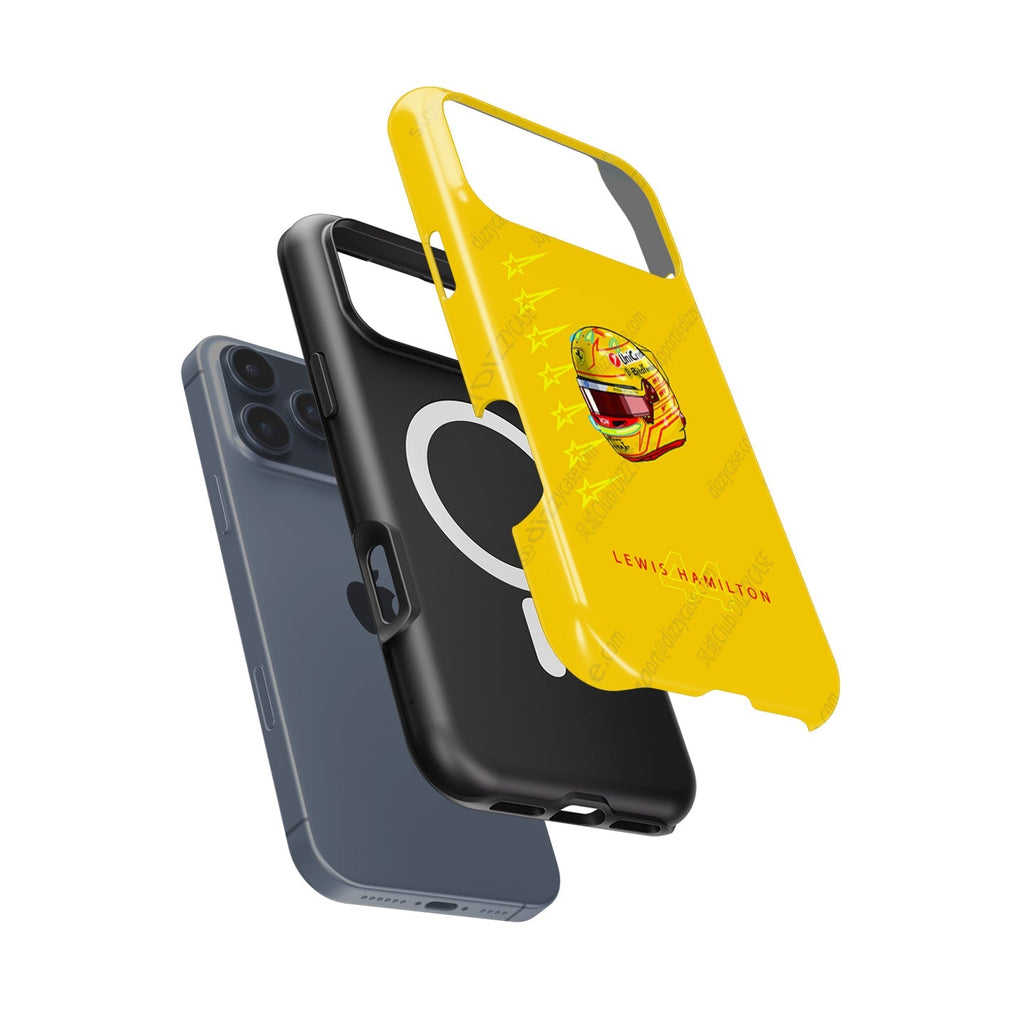 Lewis Hamilton 2025 Ferrari Helmet Phone Case ?¡ìC Yellow Edition for iPhone