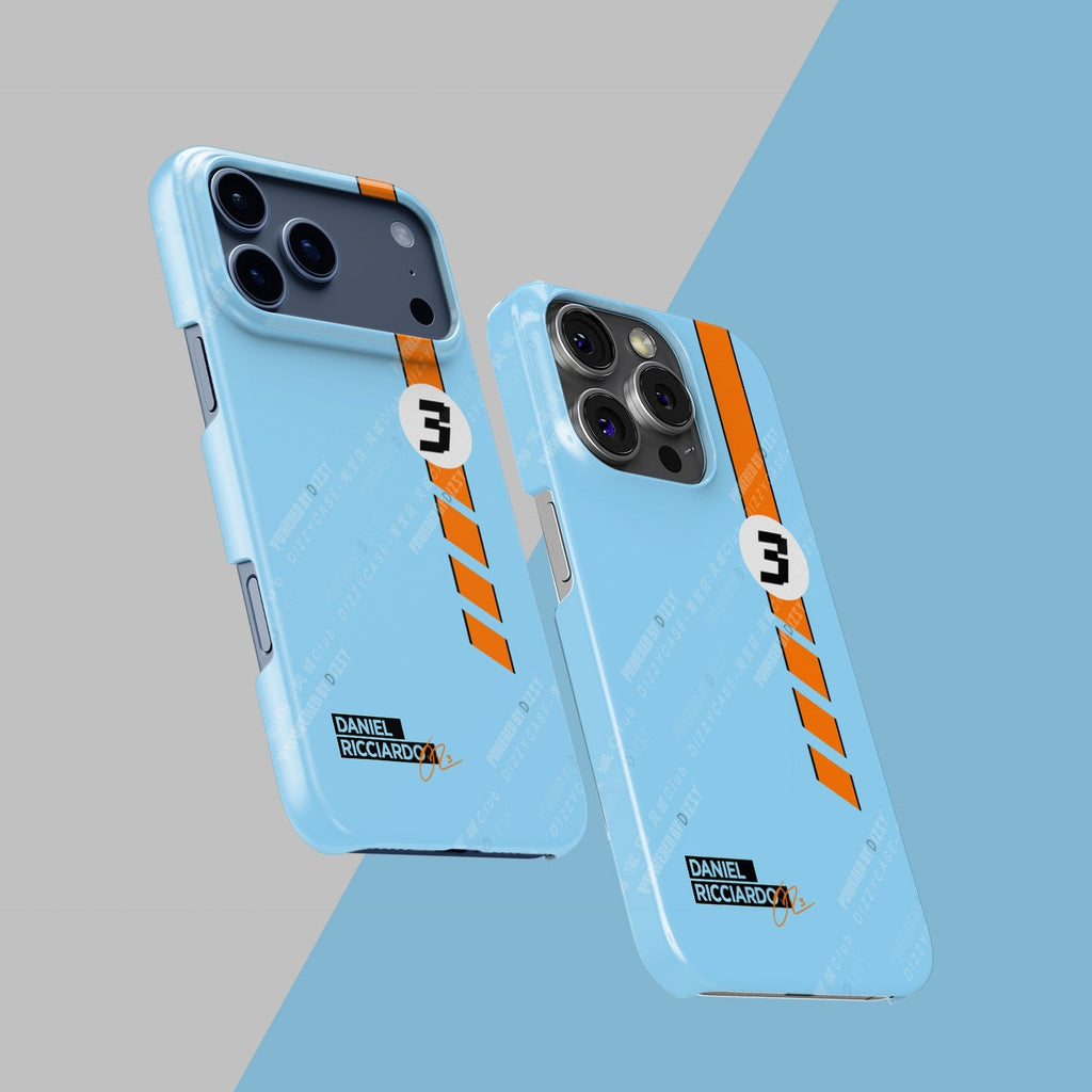 Iconic Racing Legacy: Daniel Ricciardo Gulf Livery iPhone Case
