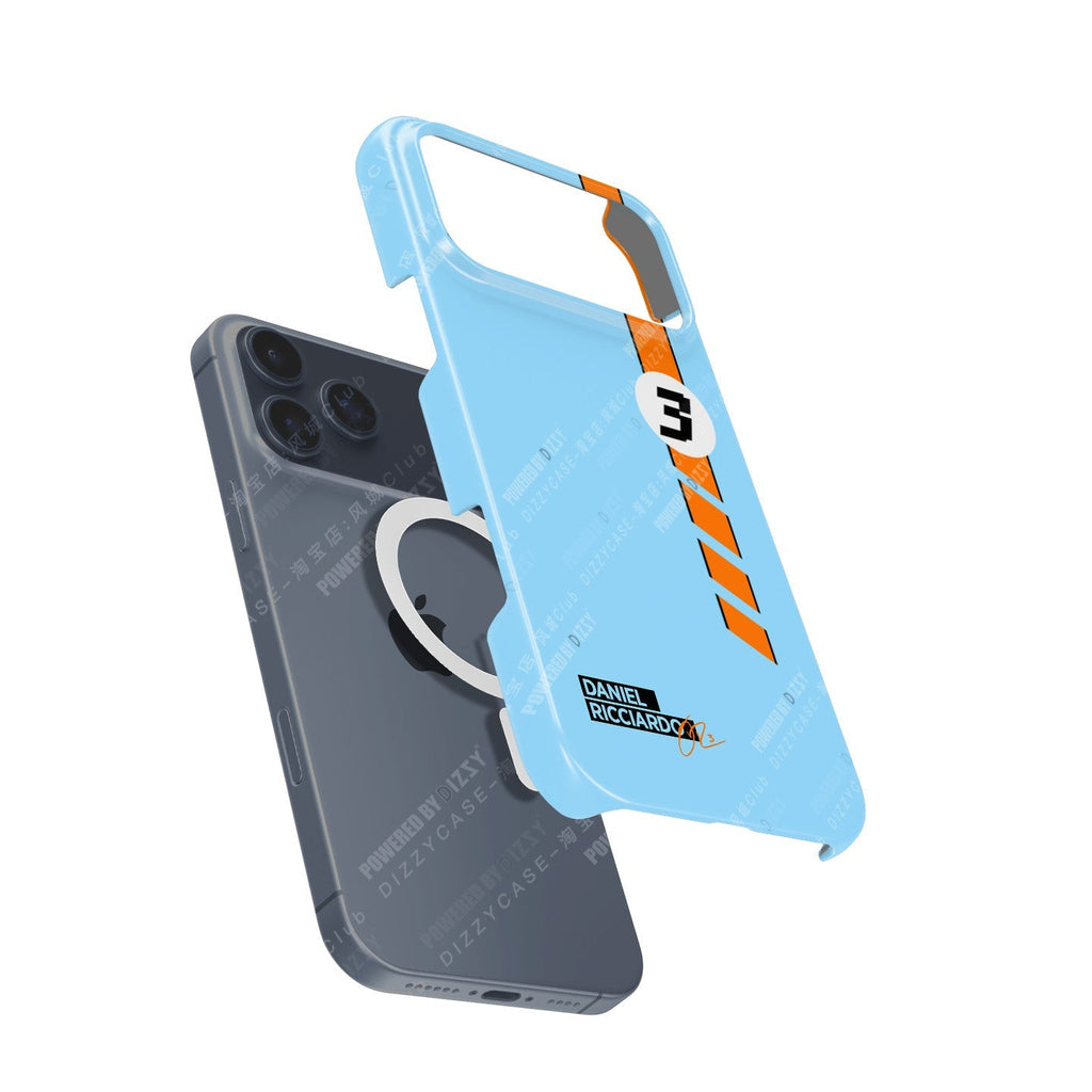 Iconic Racing Legacy: Daniel Ricciardo Gulf Livery iPhone Case