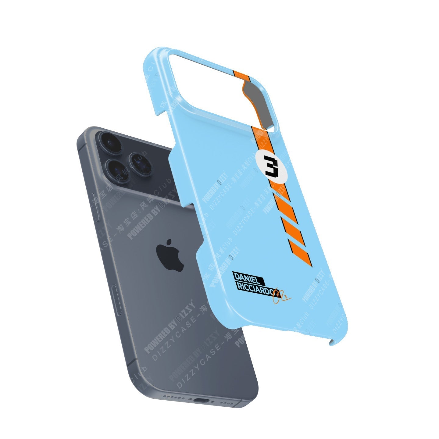 Iconic Racing Legacy: Daniel Ricciardo Gulf Livery iPhone Case
