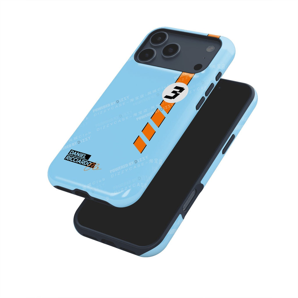 Iconic Racing Legacy: Daniel Ricciardo Gulf Livery iPhone Case
