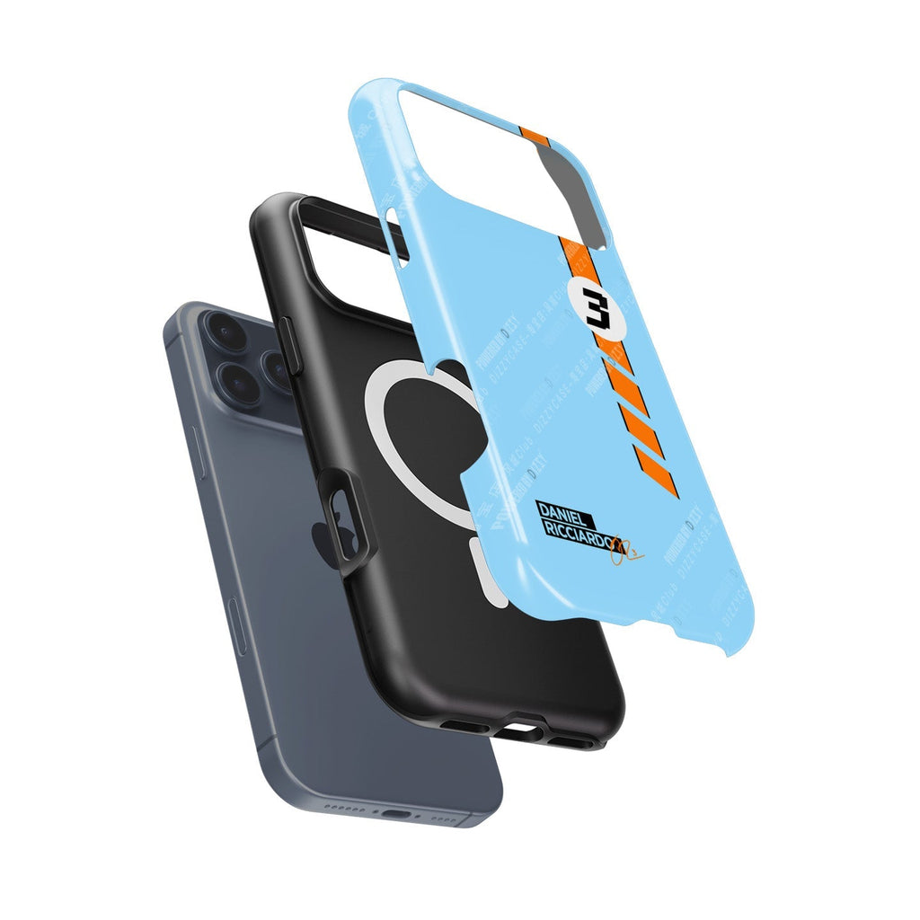 Iconic Racing Legacy: Daniel Ricciardo Gulf Livery iPhone Case