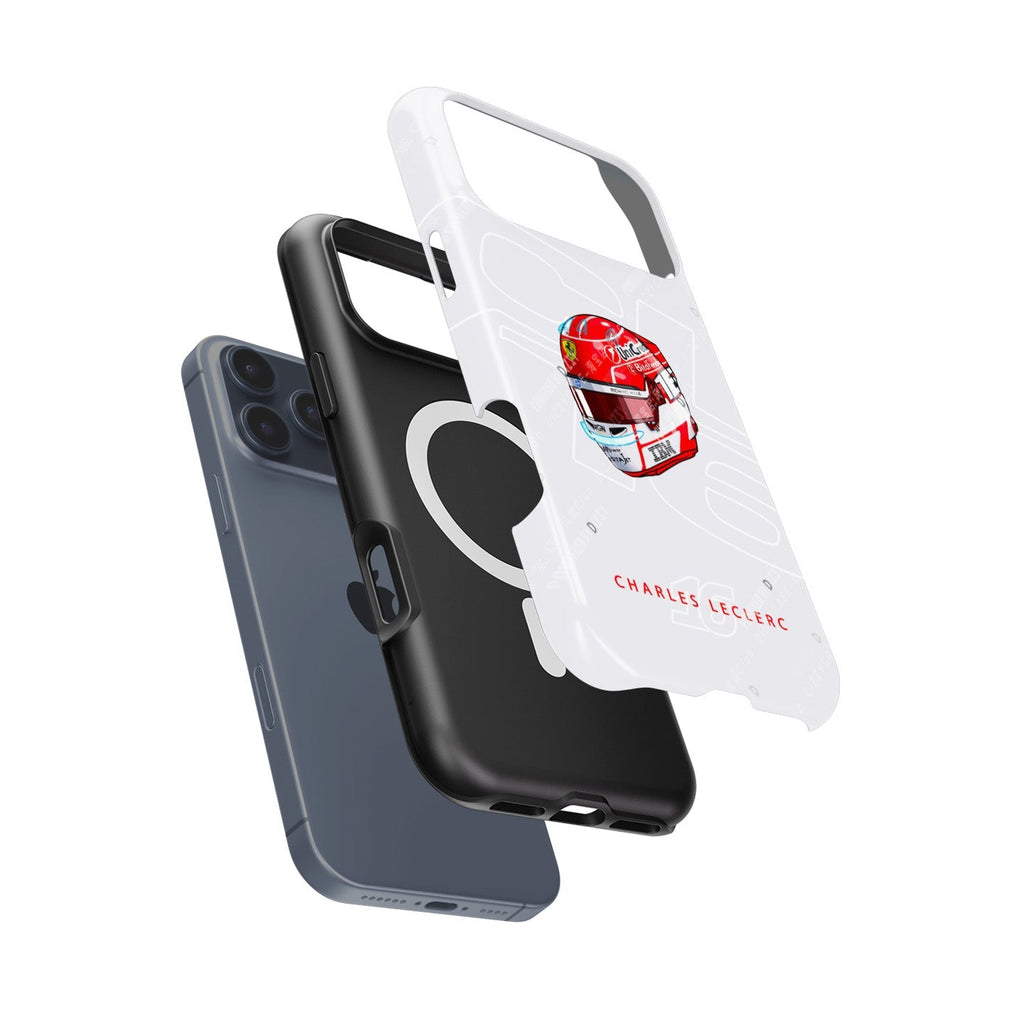 Charles Leclerc 2025 Helmet Phone Case ?¡ìC Official Ferrari Red & White Tribute for iPhone