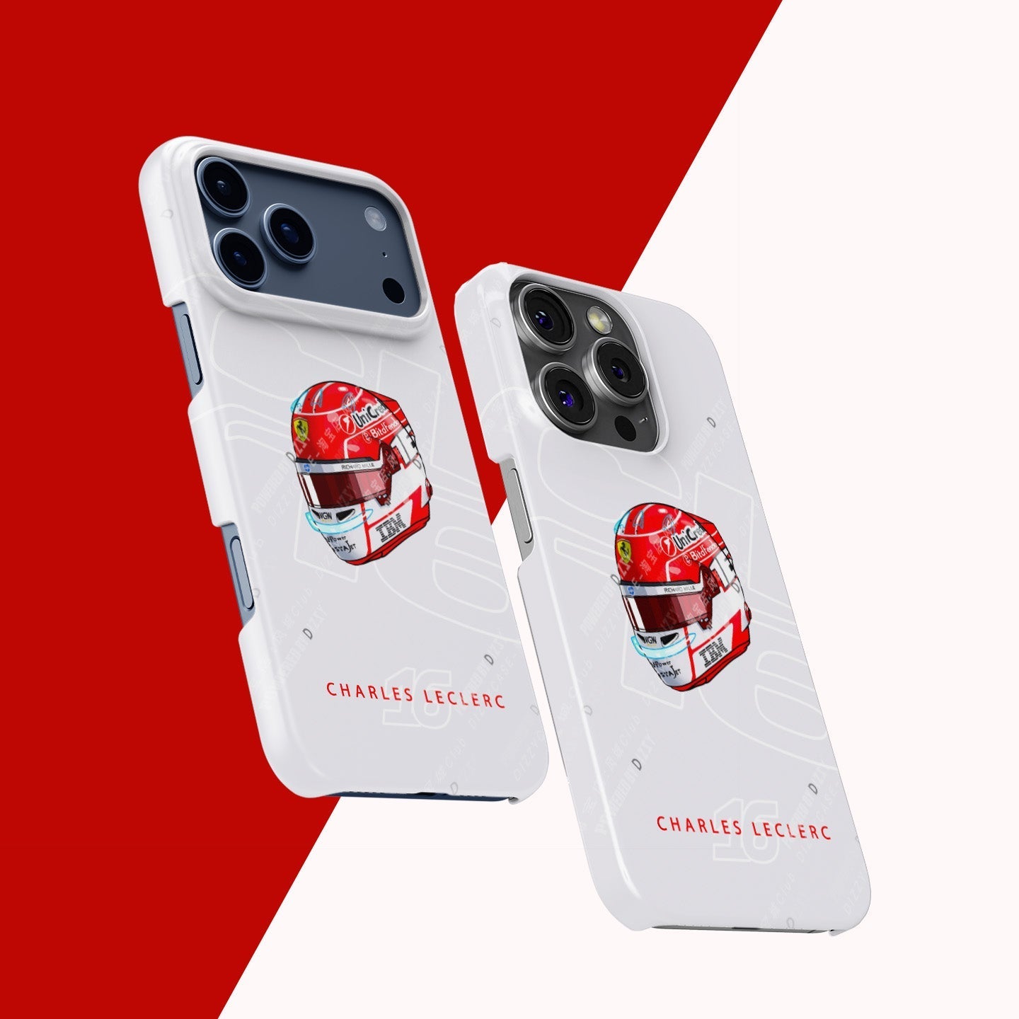 Charles Leclerc 2025 Helmet Phone Case ?¡ìC Official Ferrari Red & White Tribute for iPhone