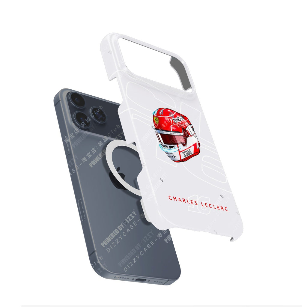 Charles Leclerc 2025 Helmet Phone Case ?¡ìC Official Ferrari Red & White Tribute for iPhone