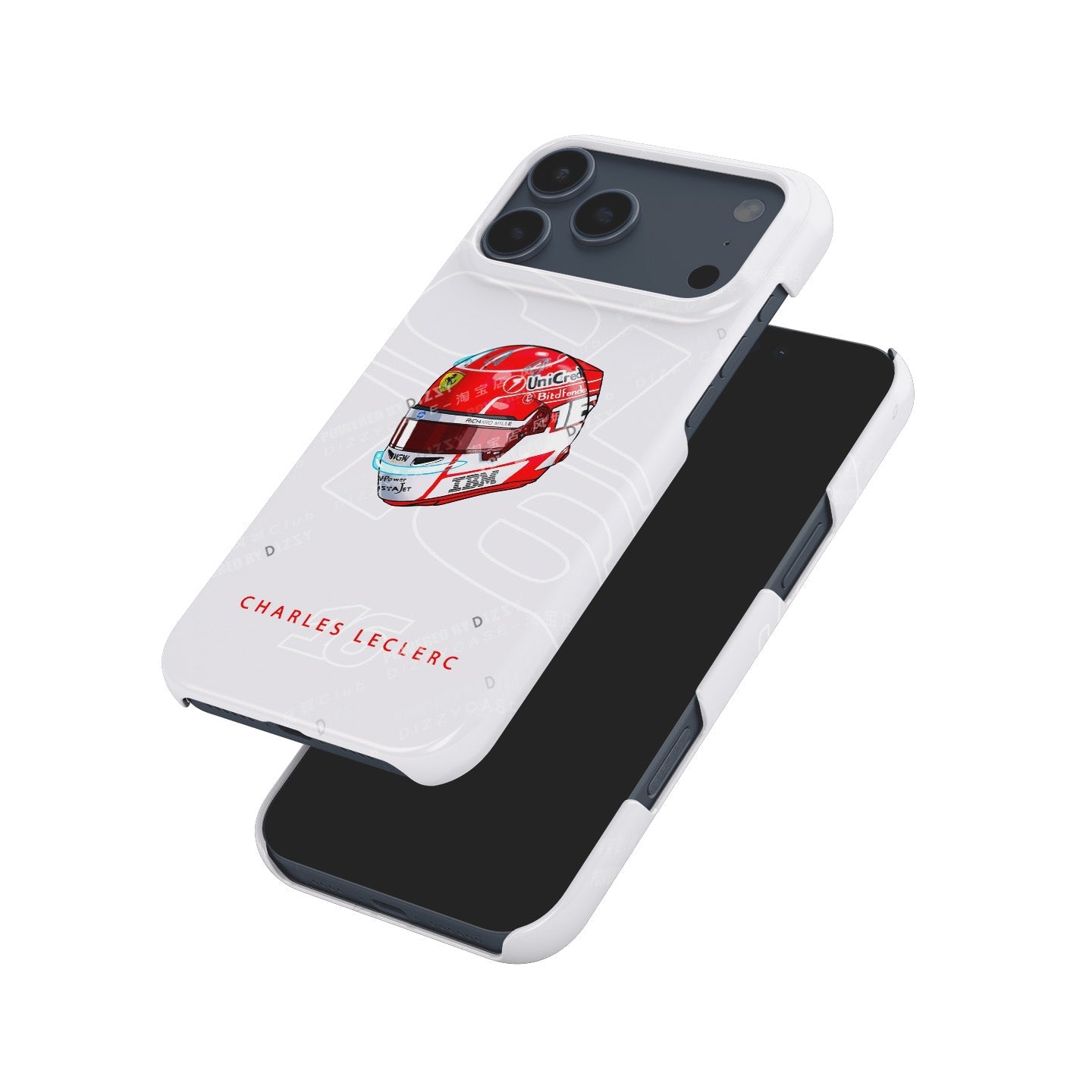 Charles Leclerc 2025 Helmet Phone Case ?¡ìC Official Ferrari Red & White Tribute for iPhone