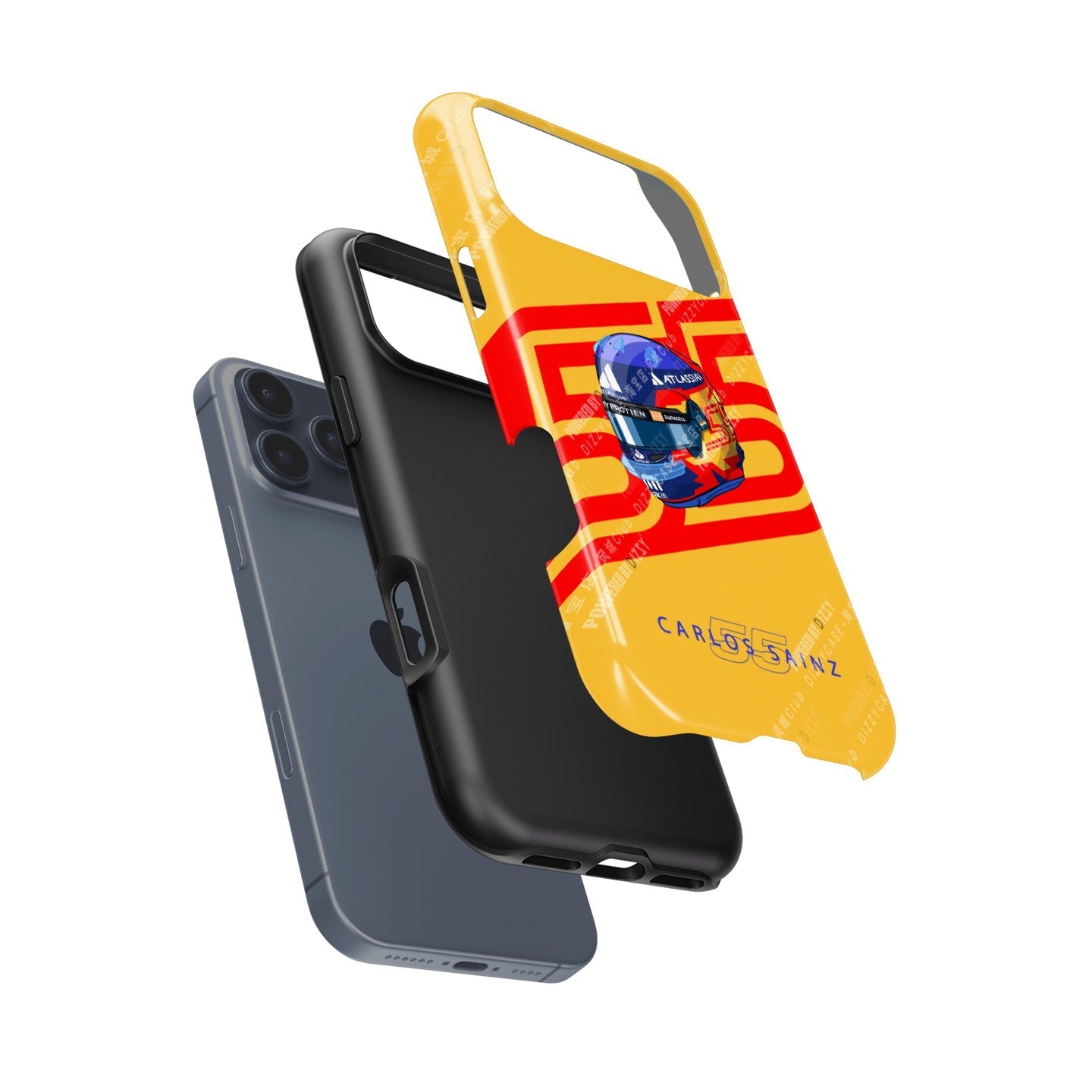 Carlos Sainz 2025 Helmet Tribute Phone Case ?¡ìC Red & Yellow 55 Design for iPhone