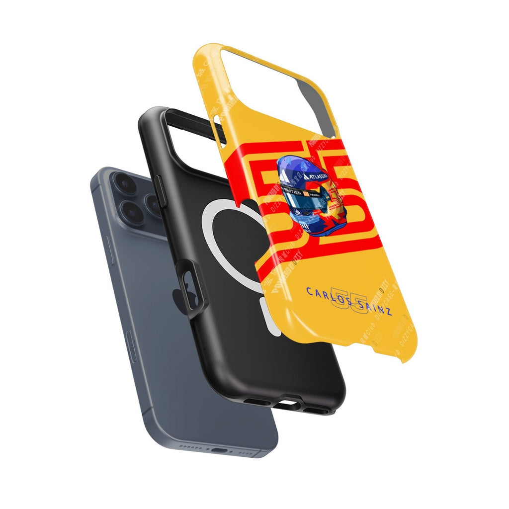 Carlos Sainz 2025 Helmet Tribute Phone Case ?¡ìC Red & Yellow 55 Design for iPhone