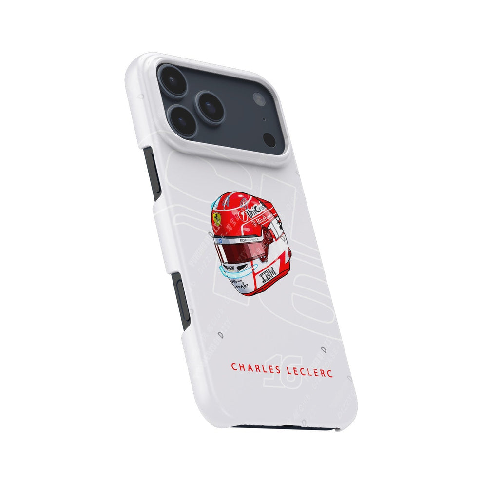 Charles Leclerc 2025 Helmet Phone Case ?¡ìC Official Ferrari Red & White Tribute for iPhone