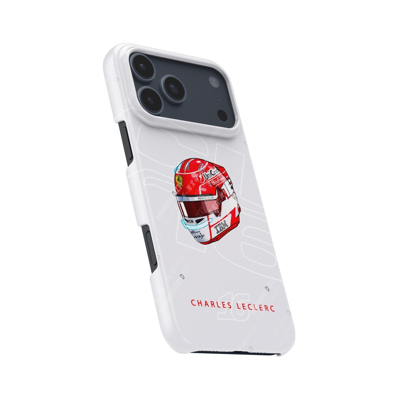 Charles Leclerc 2025 Helmet Phone Case ?¡ìC Official Ferrari Red & White Tribute for iPhone