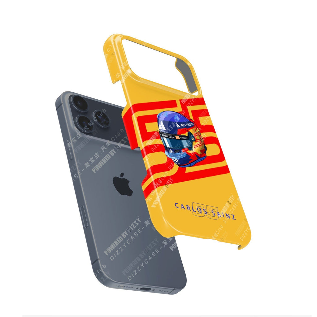 Carlos Sainz 2025 Helmet Tribute Phone Case ?¡ìC Red & Yellow 55 Design for iPhone