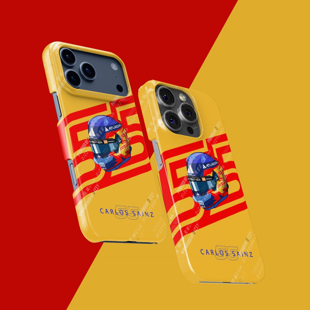 Carlos Sainz 2025 Helmet Tribute Phone Case ?¡ìC Red & Yellow 55 Design for iPhone