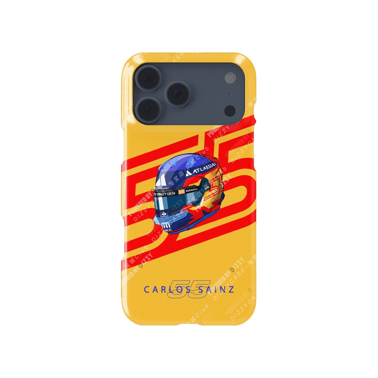 Carlos Sainz 2025 Helmet Tribute Phone Case ?¡ìC Red & Yellow 55 Design for iPhone