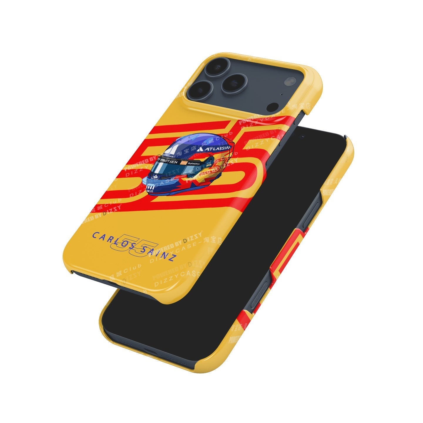 Carlos Sainz 2025 Helmet Tribute Phone Case ?¡ìC Red & Yellow 55 Design for iPhone
