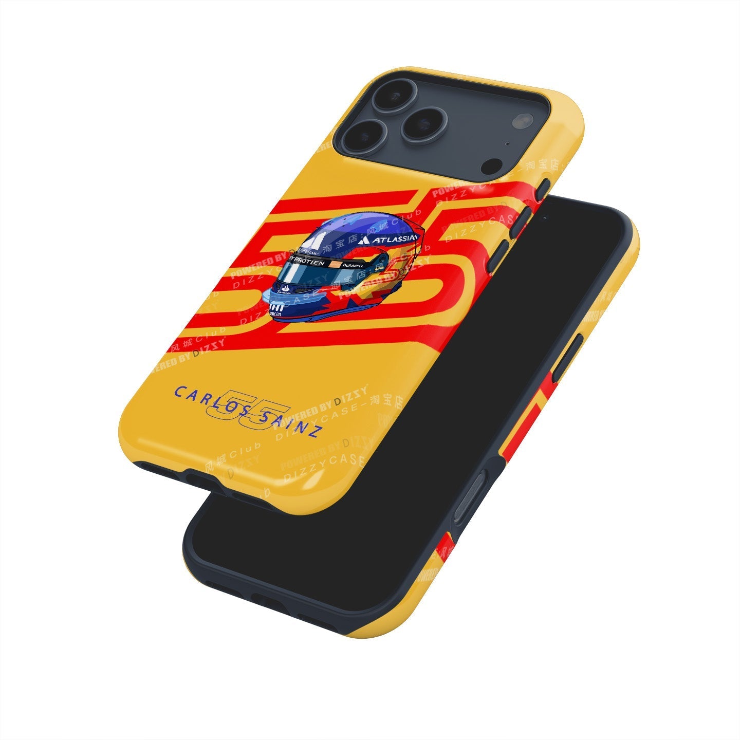 Carlos Sainz 2025 Helmet Tribute Phone Case ?¡ìC Red & Yellow 55 Design for iPhone