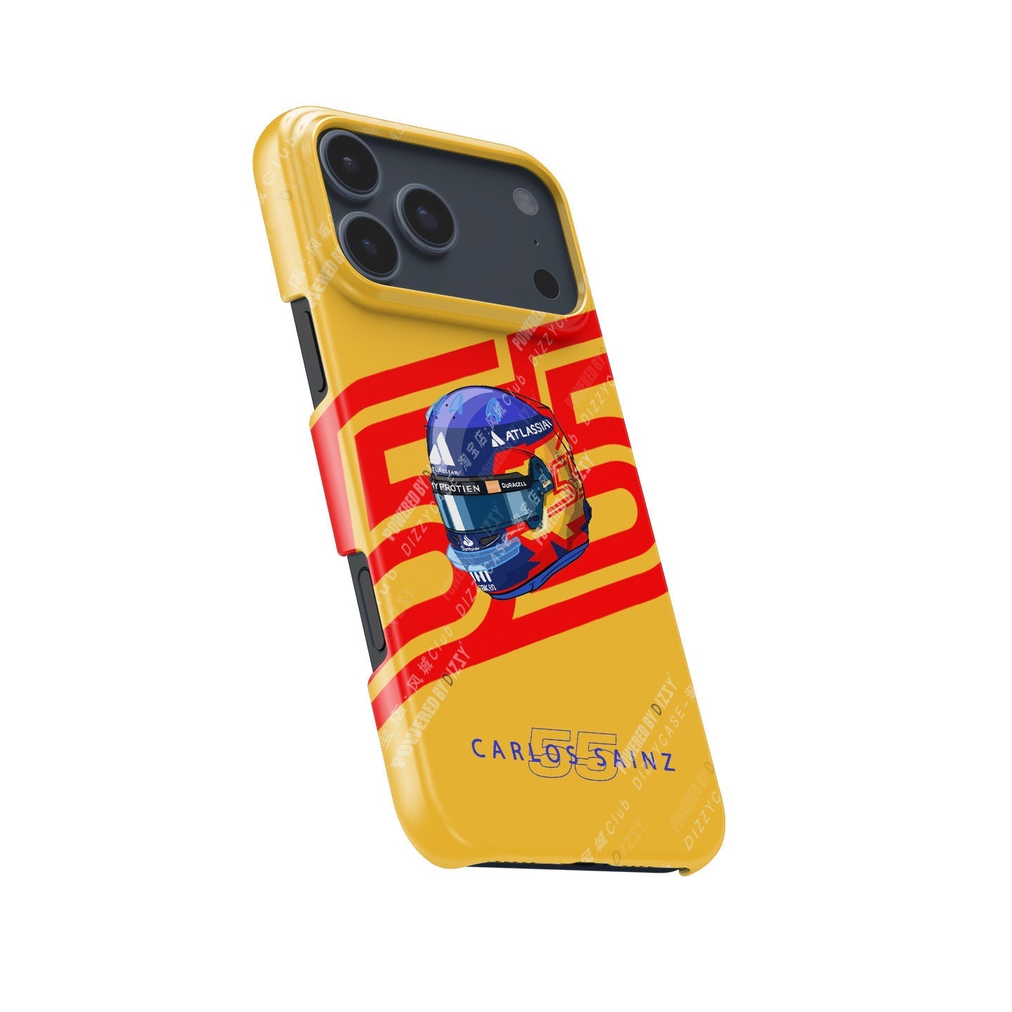Carlos Sainz 2025 Helmet Tribute Phone Case ?¡ìC Red & Yellow 55 Design for iPhone