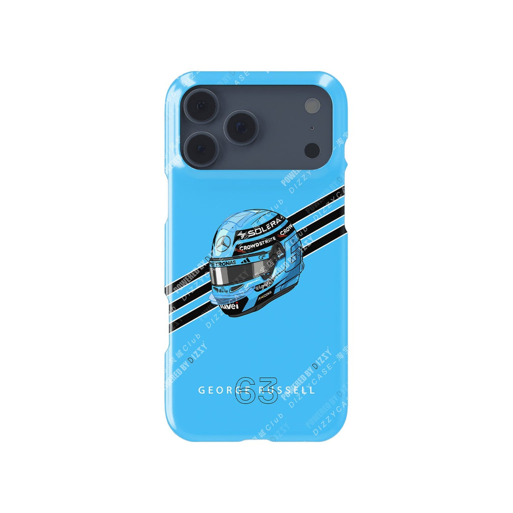 George Russell 2025 Helmet Phone Case ?¡ìC Light Blue Tribute for iPhone (Mercedes Edition)