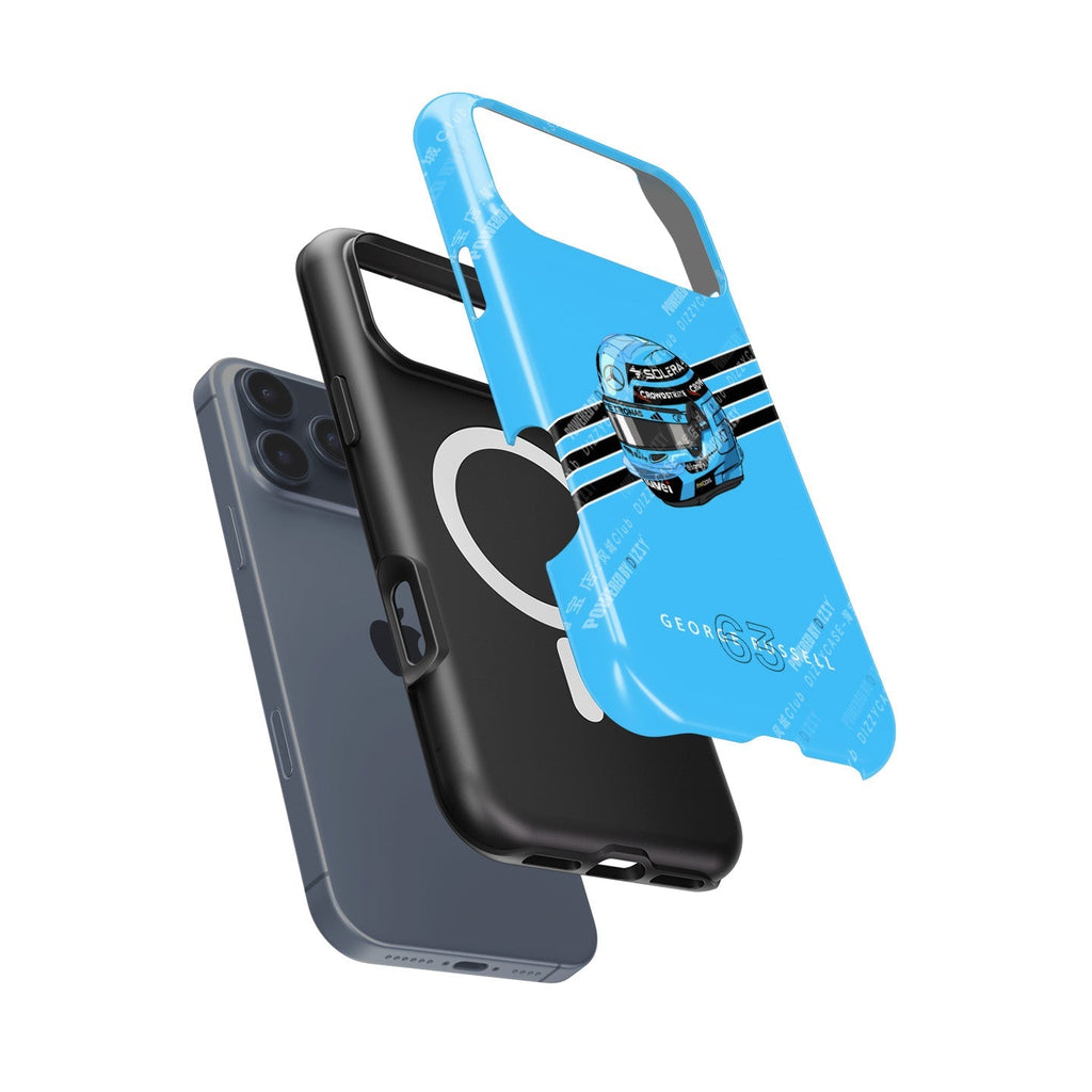 George Russell 2025 Helmet Phone Case ?¡ìC Light Blue Tribute for iPhone (Mercedes Edition)