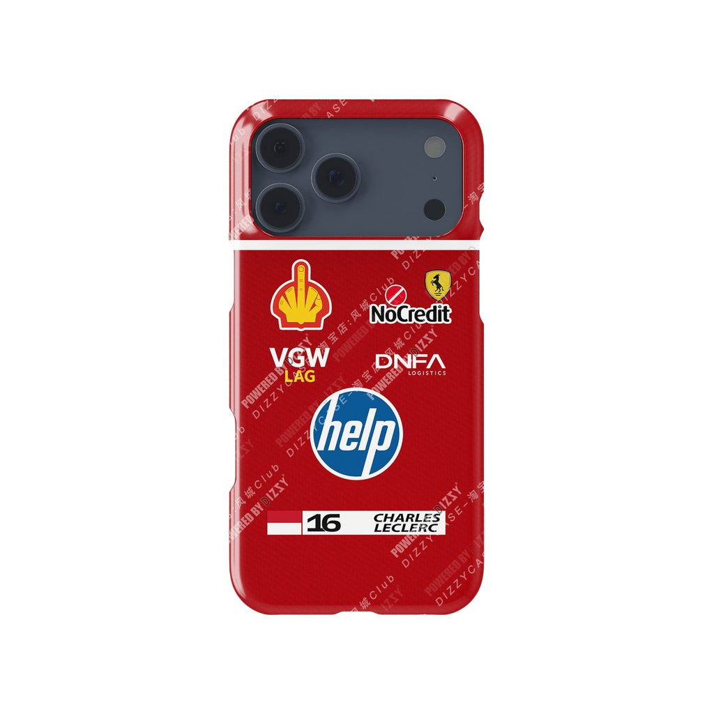 Leclerc Ferrari Parody Race Suit Phone Case ?¡ìC Satirical ???HELP??¨¤ Edition (for iPhone)