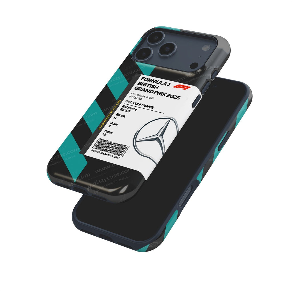 Custom Mercedes VIP Pass iPhone Case - Silverstone 2026