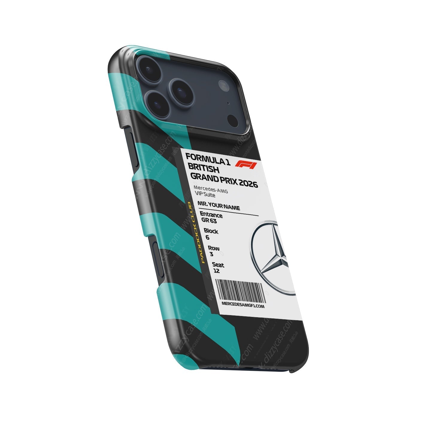 Custom Mercedes VIP Pass iPhone Case - Silverstone 2026