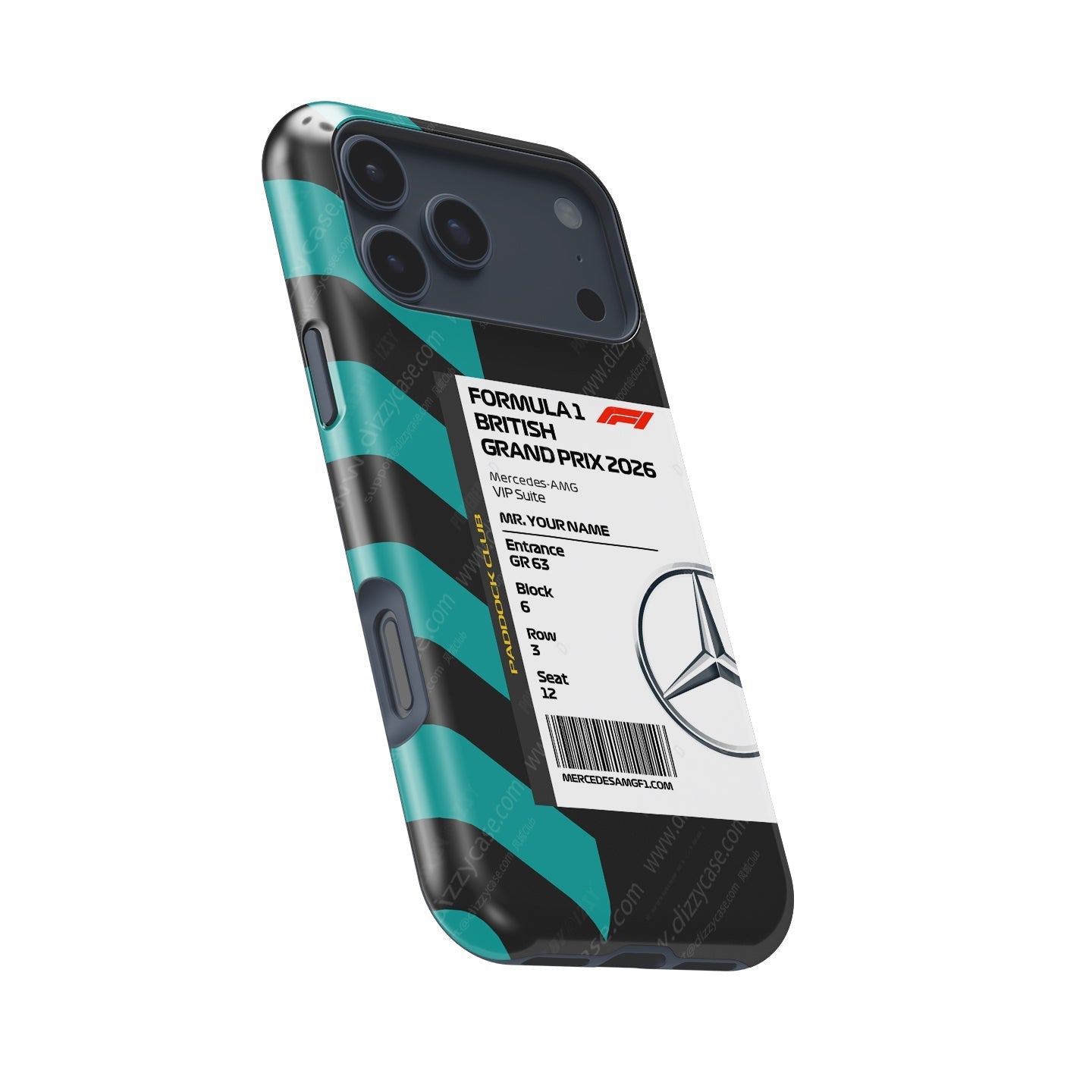 Custom Mercedes VIP Pass iPhone Case - Silverstone 2026