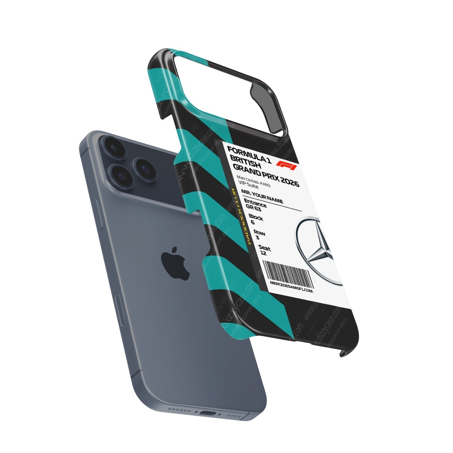 Custom Mercedes VIP Pass iPhone Case - Silverstone 2026