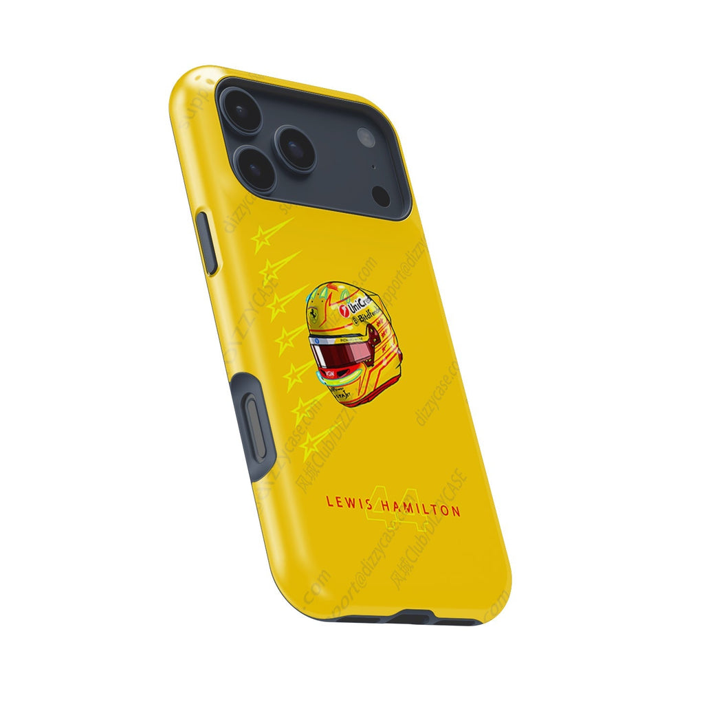 Lewis Hamilton 2025 Ferrari Helmet Phone Case ?¡ìC Yellow Edition for iPhone