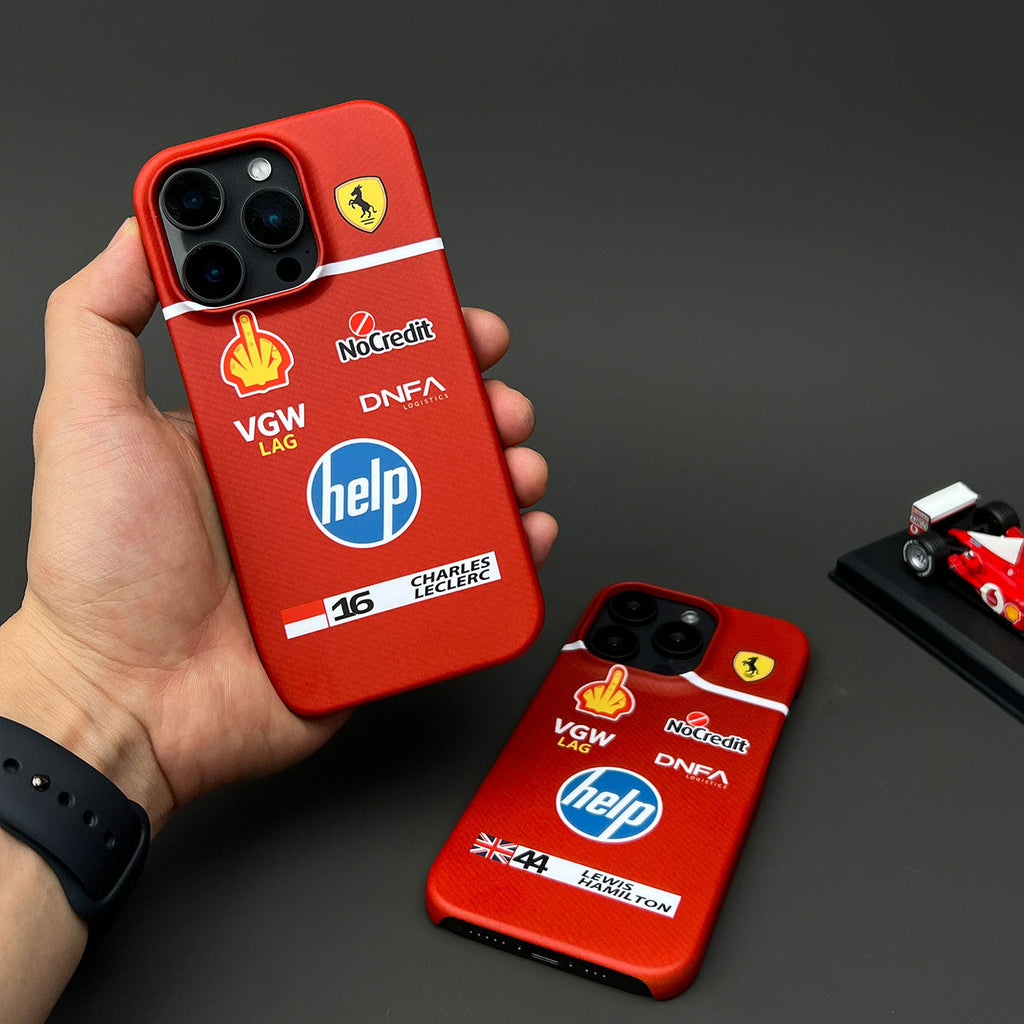 Leclerc Ferrari Parody Race Suit Phone Case ?¡ìC Satirical ???HELP??¨¤ Edition (for iPhone)